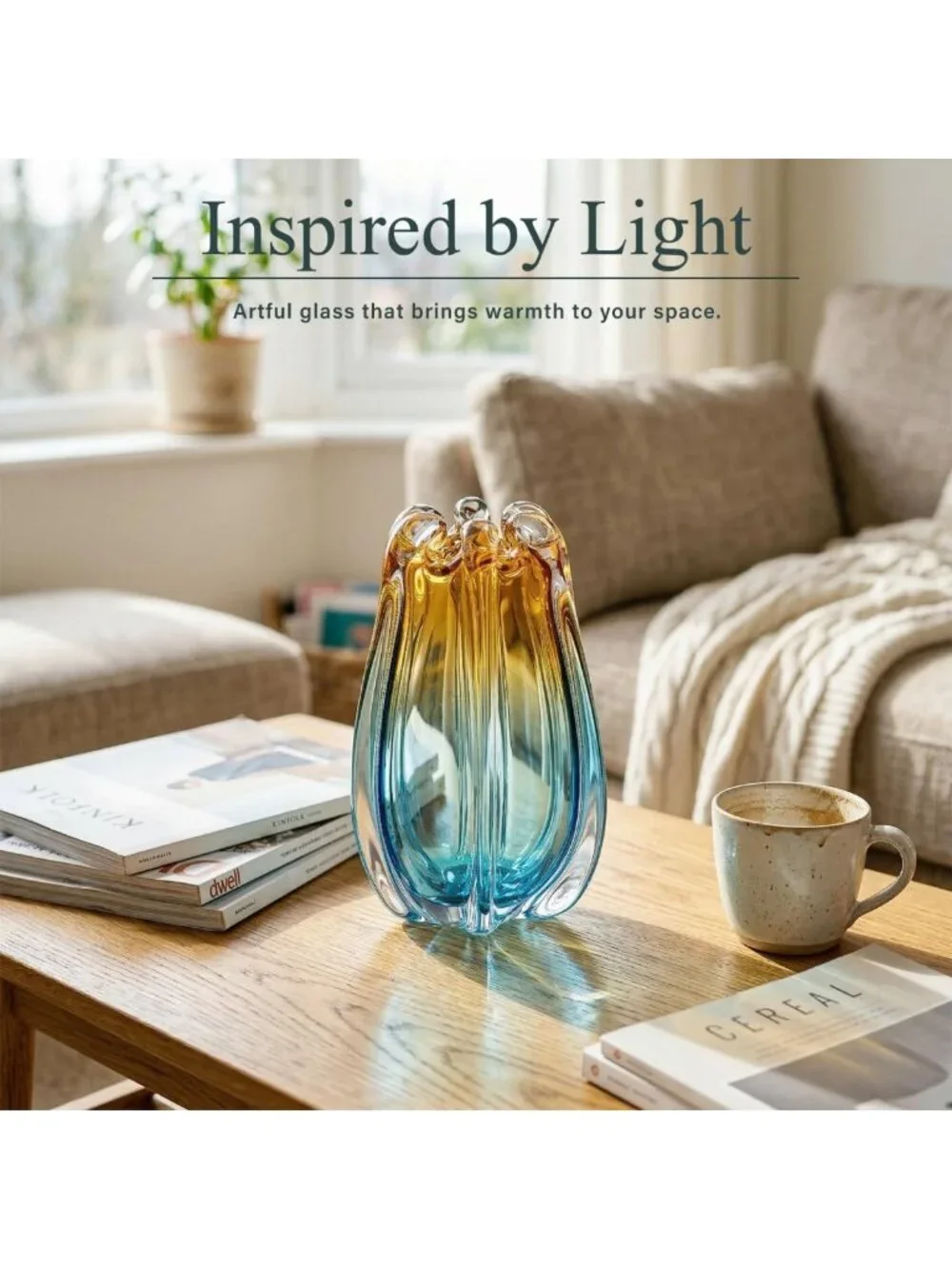 Unique Hand Blown Glass Vase, 9.45